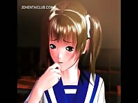 Brunette anime girl gets a pounding after school
