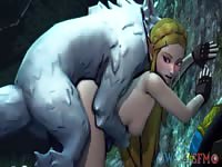 Wild animal sex with a blonde fairy in the forest