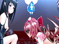 Pink-haired anime slut squirts after masturbating