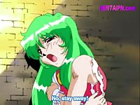 Sexy green hair anime babe got kidnapped and fucked by stranger