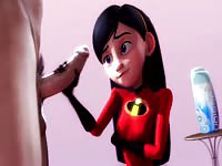The incredibles hentai young chick sucking a big cock
