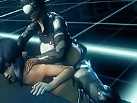 Shemale cyber space lady fucking a hentai slut's pussy