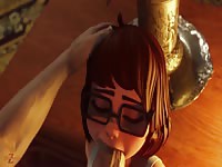 Young and nerd anime girl sucking a hard cock