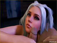 Old man getting blowjob from a beautiful 3D girl