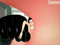 3D slut uses sex toy in her pussy
