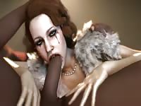 Hot desperate 3D MILF deepthroating gigantic black dick