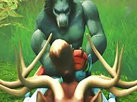 3D little hentai pony bitch getting dominated by two wild animals