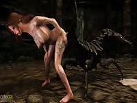Tatted 3D hot MILF got anal fuck by monstrous tentacle 