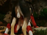 Big dog dick fucking a sexy Santa hentai lady