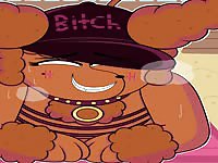 Naughty hentai dog bitch riding her favourite pink dildo 
