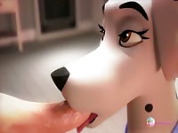 Dog gives blowjob to hentai dude and have beastiality anal sex
