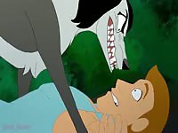 Beastiality cartoon with animal girl having sex with a man