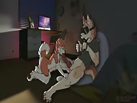 Hot hentai foxy girl deepthroating hot dude's muscular dick