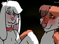 White sweet animated dog babe getting gentle anal fuck from her tiger lover