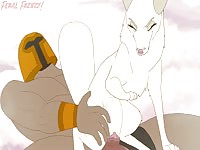 Furry animal dog girl getting her holes banged