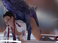Wild naughty 3D slut got her sexy body molested by monster's long dick