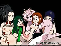 Big boob 3D teen bitches sucking harem's juicy cock until orgasm 