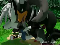 Young innocent 3D wolf got raped in the middle of the woods 