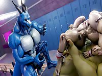 Monstrous giant 3D ugly creatures molesting young gorgeous monster 