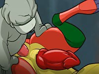 Giant horny monster wants to get fuck by innocent little bulldog