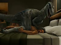 3D slut got smashed and pounded by a huge dinosaur