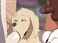 Furry animal girl got gangbanged by a group of furry dog dudes