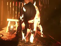 Furry animal girl cow sucks huge dick before getting smashed