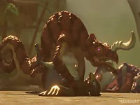 3D animal girl got smashed by a huge monster dick