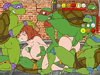Ninja turtles intense gangbang sex with a busty hentai slut