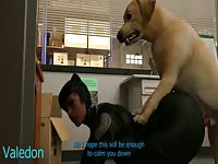 Dog sex with 3D hentai girl resulting in animal orgasm