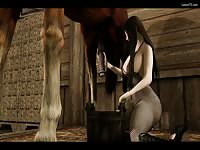 Beastiality hentai porno of brunette girls having horse sex