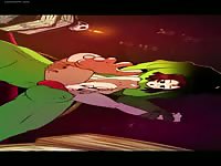 Sexy lady got dominated by a green anime monster