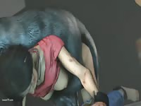 Huge dog dick destroying the pussy of a helpless sex slave in hentai porn
